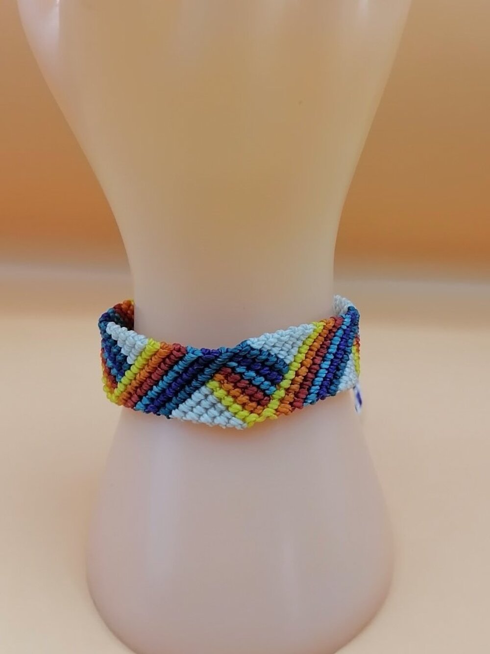 Handwoven Geometric Natural Macrame Cuff